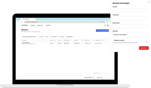 Bildschirmansicht SmartArchive: Benutzerverwaltung mit Dialog zum Hinzufügen einer Person
